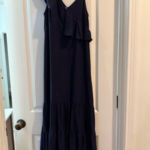 THML One Shoulder Navy Dress with Ruffle